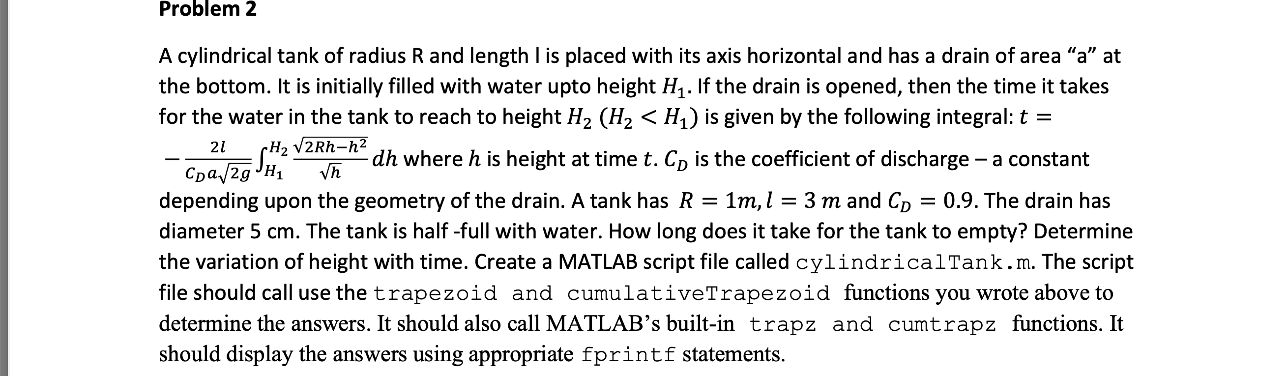 Need some help with this problem using MATLAB. I have | Chegg.com