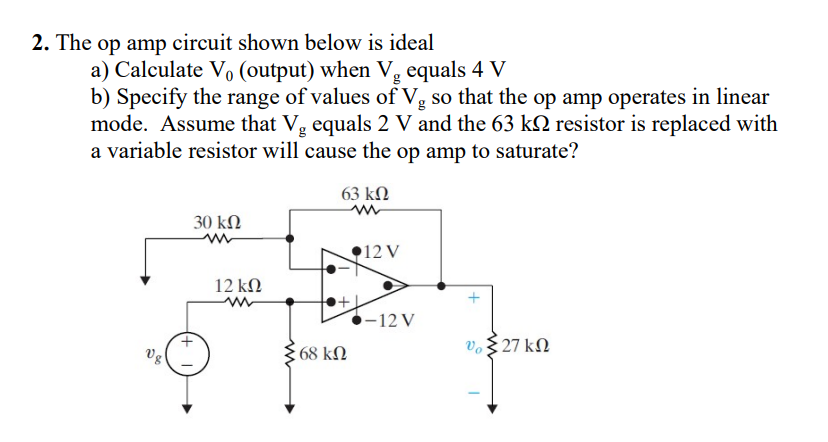 Solved The op amp circuit shown below is ideal a) Calculate | Chegg.com