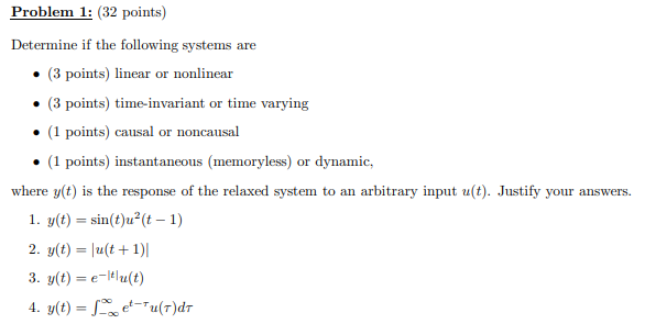 Solved Problem 1: (32 points) Determine if the following | Chegg.com