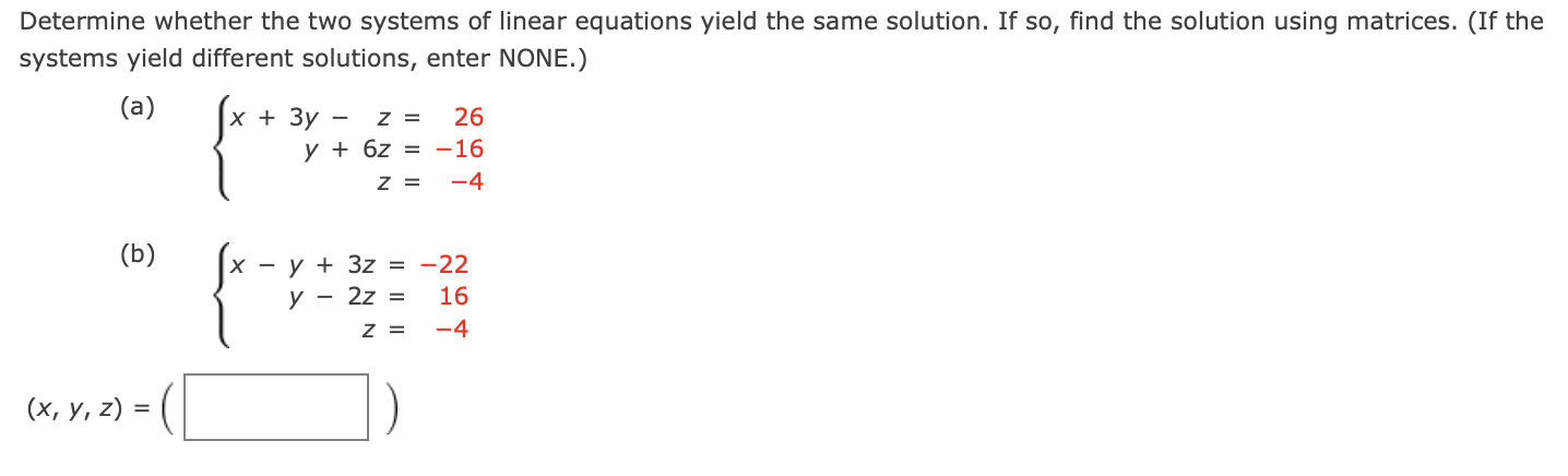 Solved Determine whether the two systems of linear equations | Chegg.com