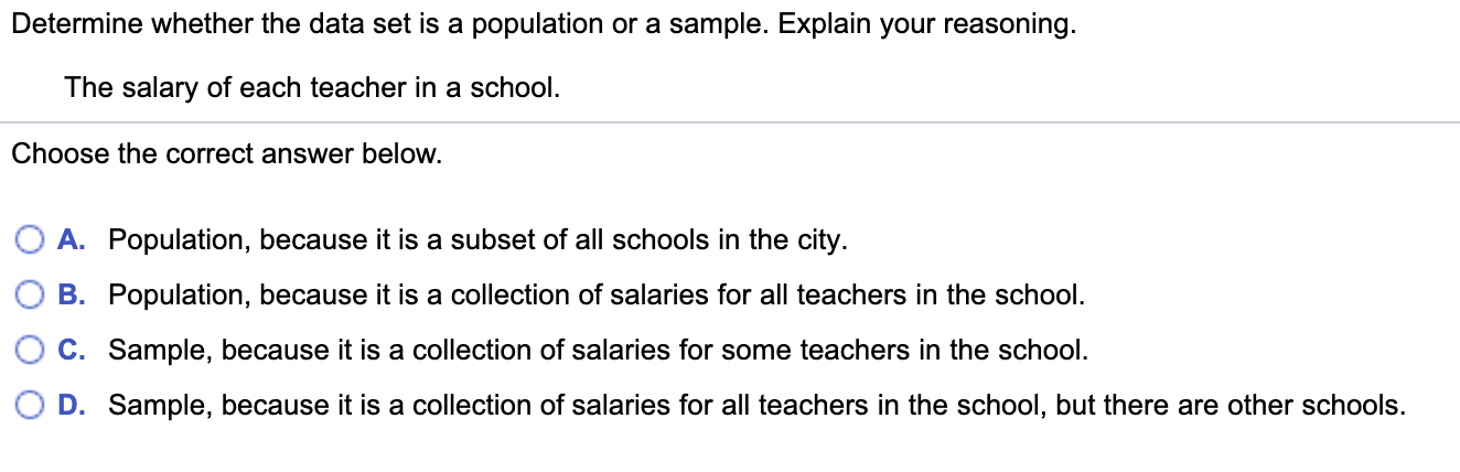 Solved Determine Whether The Data Set Is A Population Or A | Chegg.com