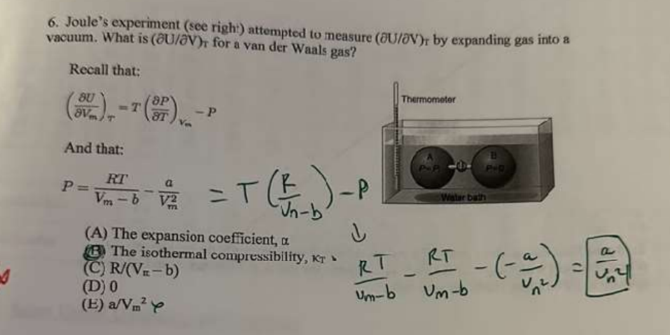 Solved 6. Joule's experiment (see righ:) attempted to | Chegg.com