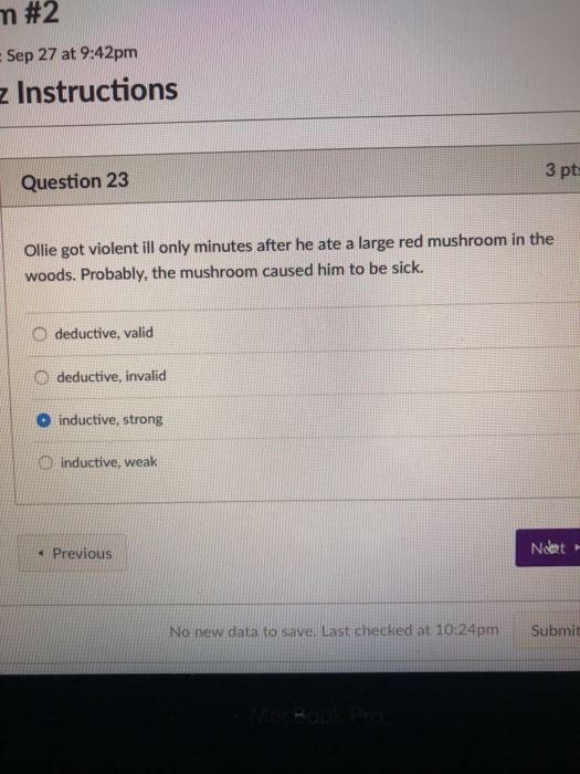 Solved n #2 Sep 27 at 9:42pm z Instructions 3 pt Question 23 | Chegg.com