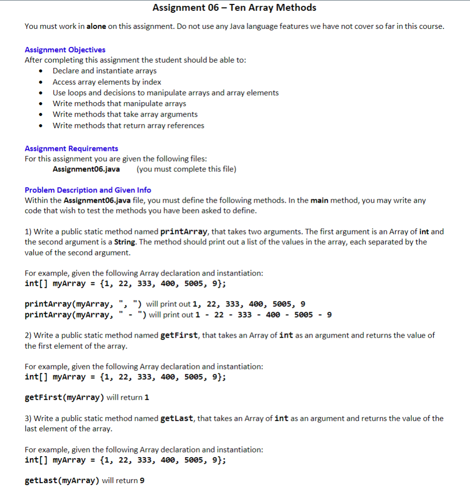 java array methods