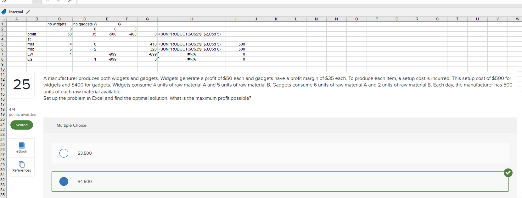 Solved units of each raw material available. Set up the | Chegg.com