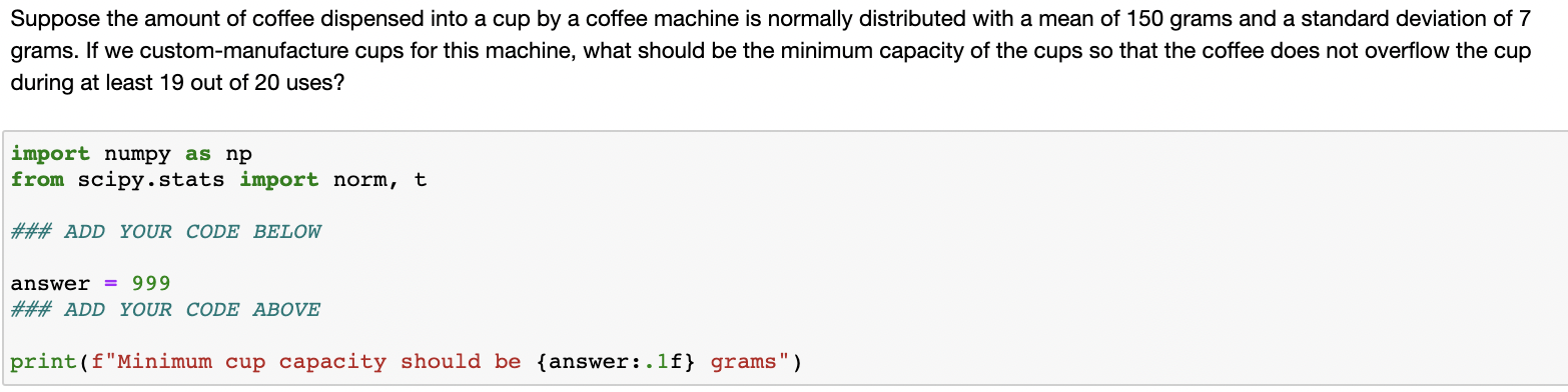 Solved Suppose the amount of coffee dispensed into a cup by | Chegg.com