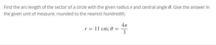 find the arc length of the sector of a circle