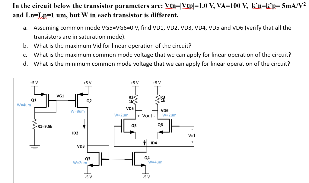 Solved In The Circuit Below The Transistor Parameters Are Chegg Com