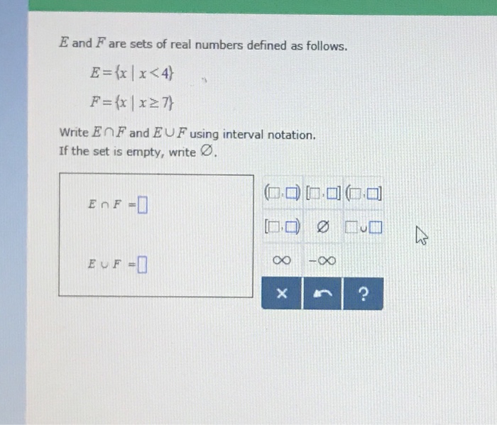 Solved E and F are sets of real numbers defined as follows. | Chegg.com