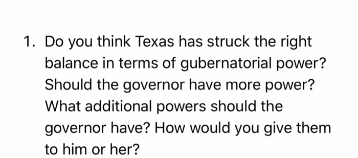 Solved 1 Do You Think Texas Has Struck The Right Balance In Chegg Solved 1 Do You Think Texas Has Struck The Right Balance In Chegg
