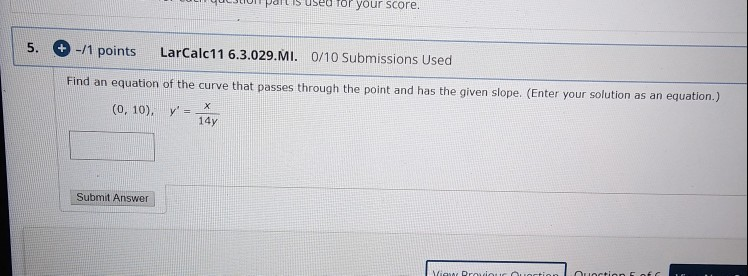 Solved Your best submission for each question part is used | Chegg.com