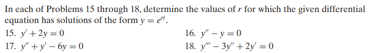 Solved In each of Problems 15 through 18, determine the | Chegg.com