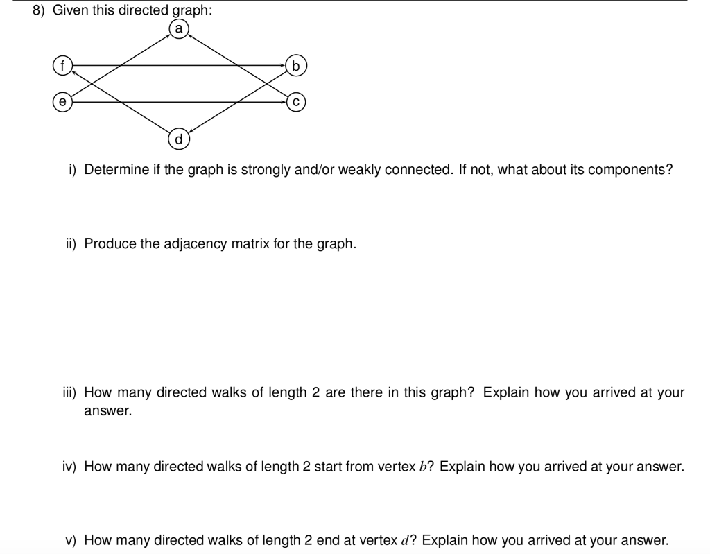 Solved 8) Given this directed graph Determine if the graph | Chegg.com