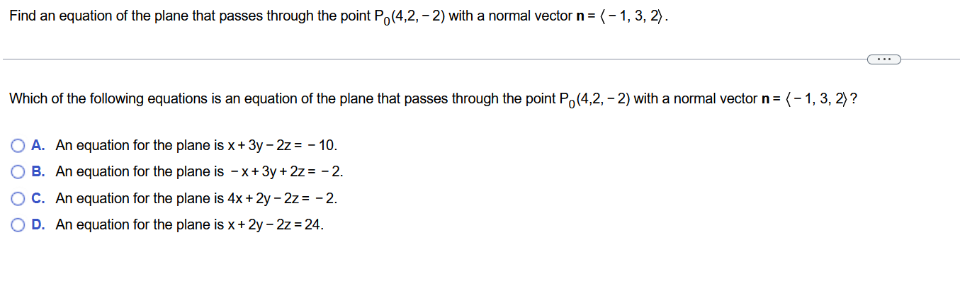 Solved Find An Equation Of The Plane That Passes Through The | Chegg.com