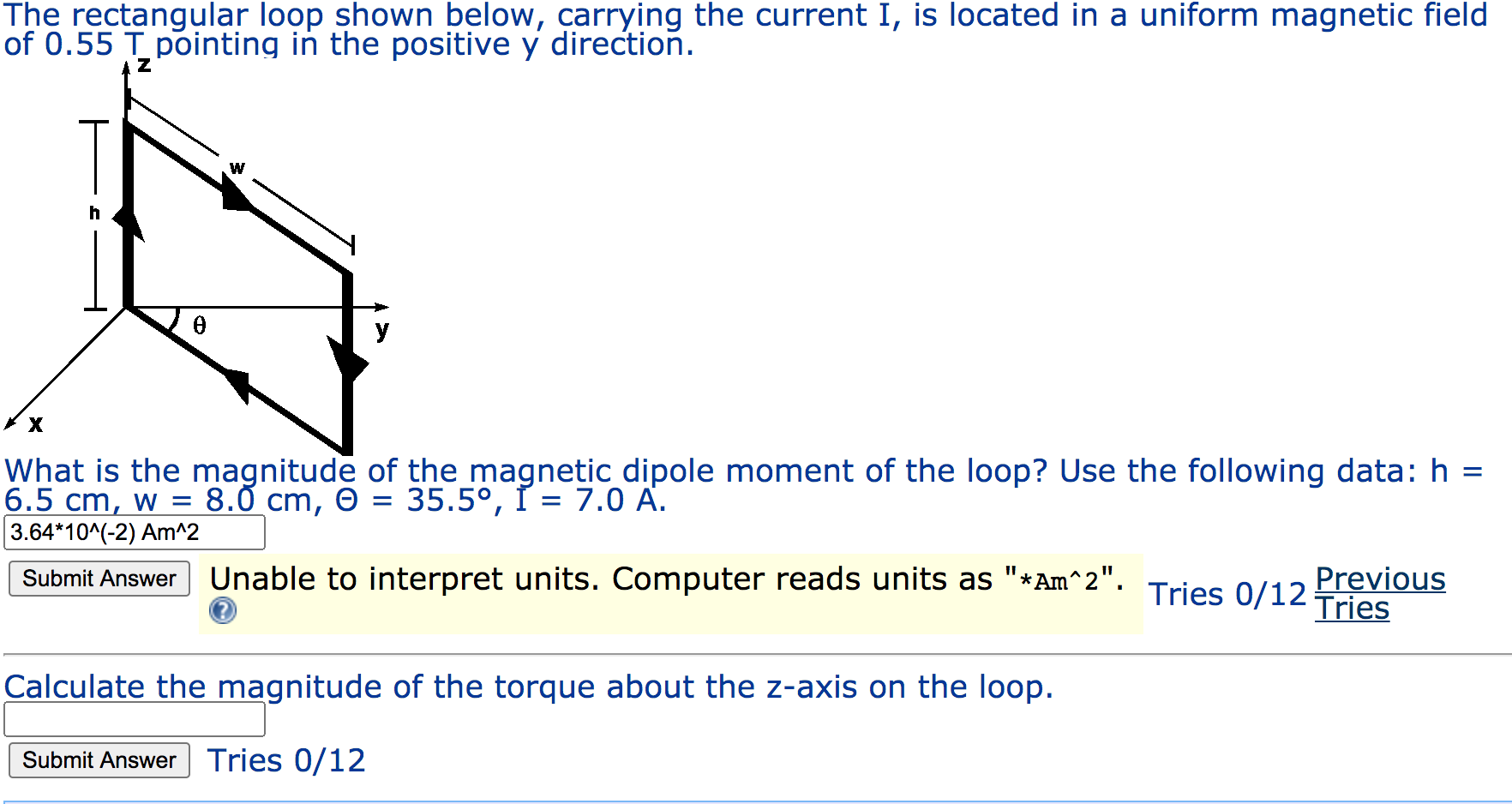 Solved The rectangular loop shown below, carrying the | Chegg.com