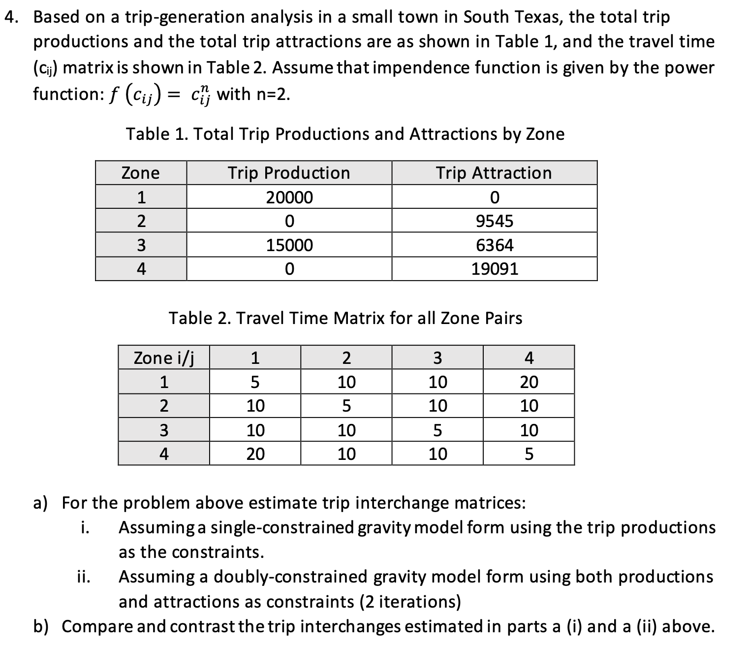 Solved Problem 3: Given: Trip Generation Problem a.) Number