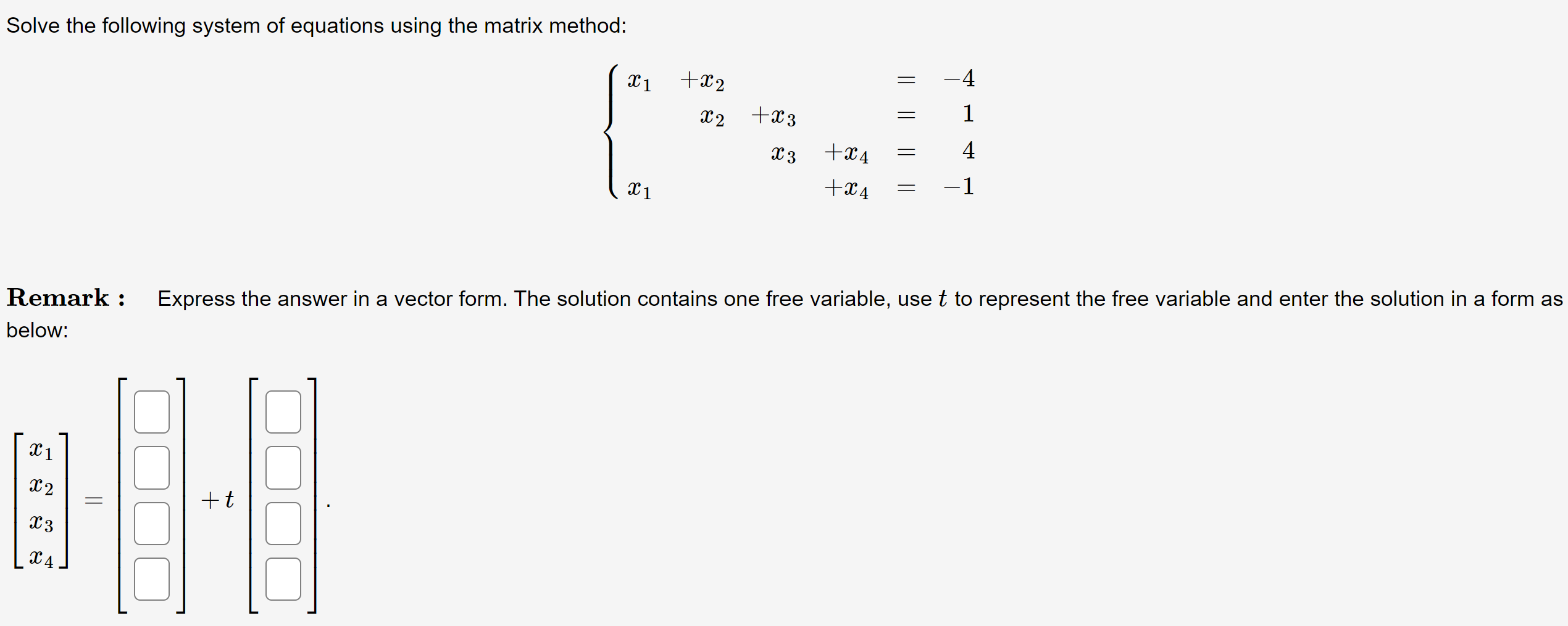 Solved Solve the following system of equations using the | Chegg.com