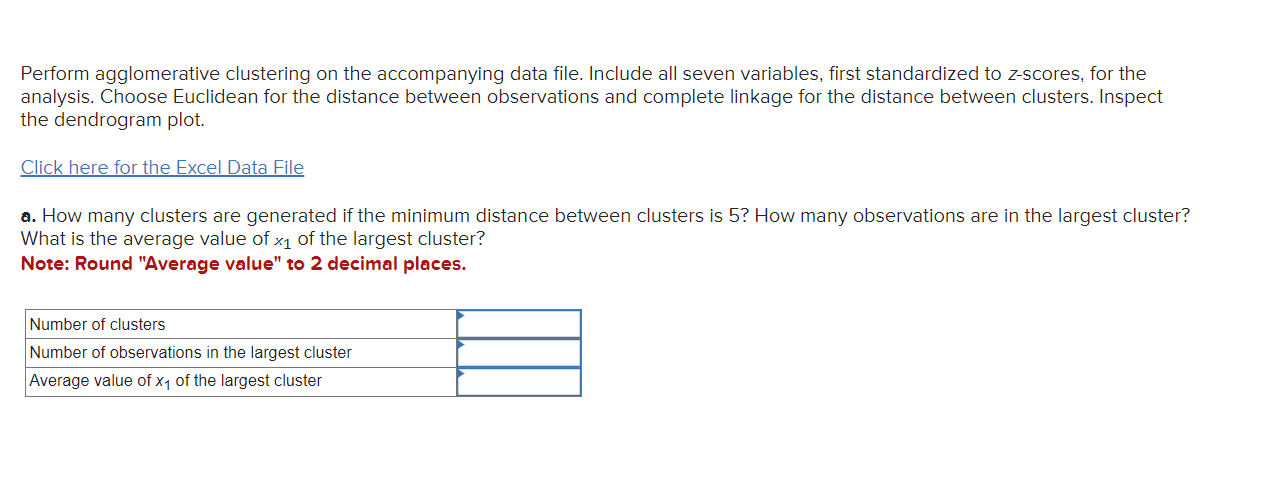 Solved Perform agglomerative clustering on the accompanying | Chegg.com