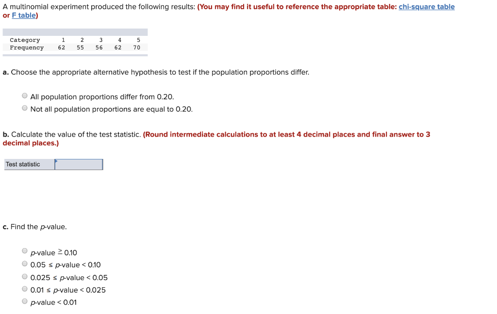 examples for multinomial experiment