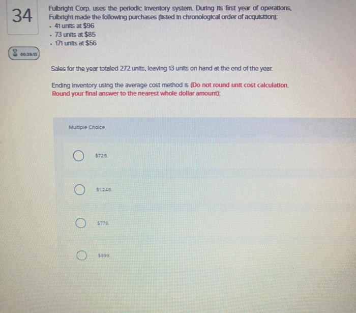 Solved Fulbright Corp. uses the periodic Inventory system.