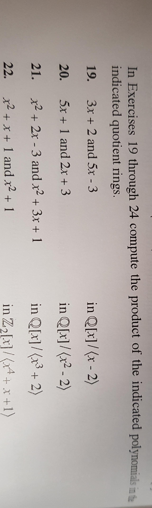 Solved In Exercises 19 through 24 compute the product of the | Chegg.com