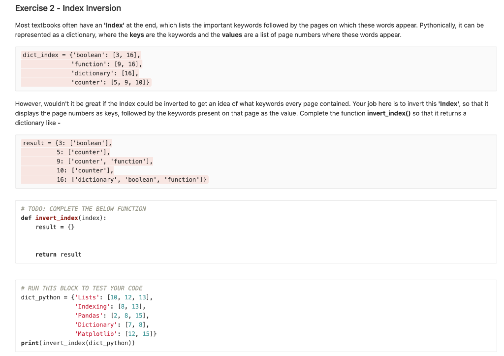 Solved Exercise 2 Index Inversion Most textbooks often have | Chegg.com
