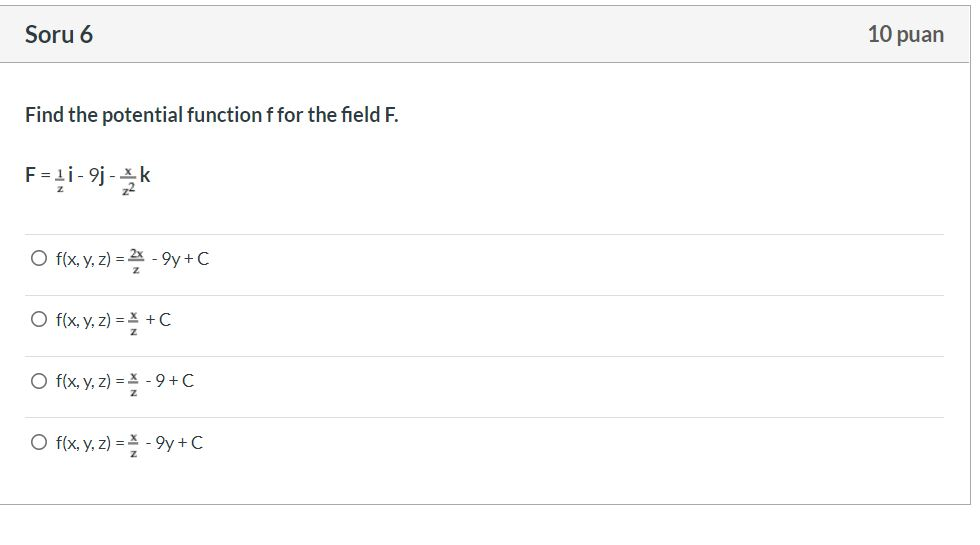 Solved Find the potential function f for the field F. F = i | Chegg.com
