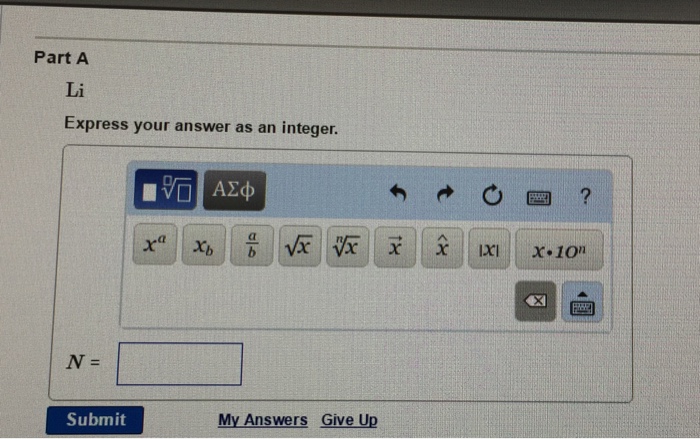 Solved Li Express your answer as an integer. N =  Chegg.com