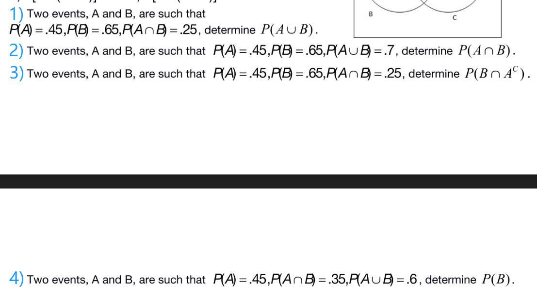 Solved 1) Two events, A and B, are such that | Chegg.com