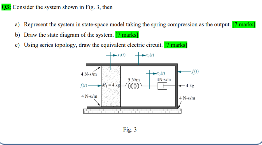 Solved Q3: Consider the system shown in Fig. 3, then a) | Chegg.com