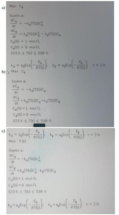 Solved In A Batch Reactor, The Consecutive Reaction 2A→B→C | Chegg.com