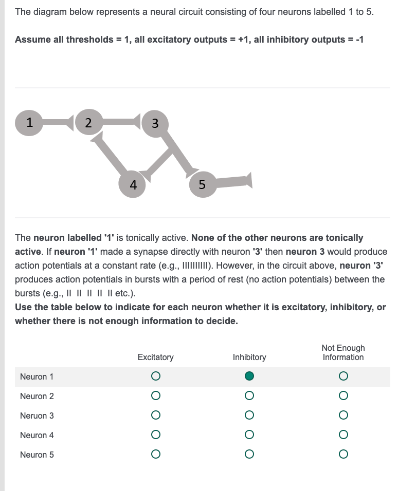 The diagram below represents a neural circuit | Chegg.com