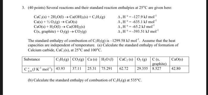 Solved 3. (40 points) Several reactions and their standard | Chegg.com
