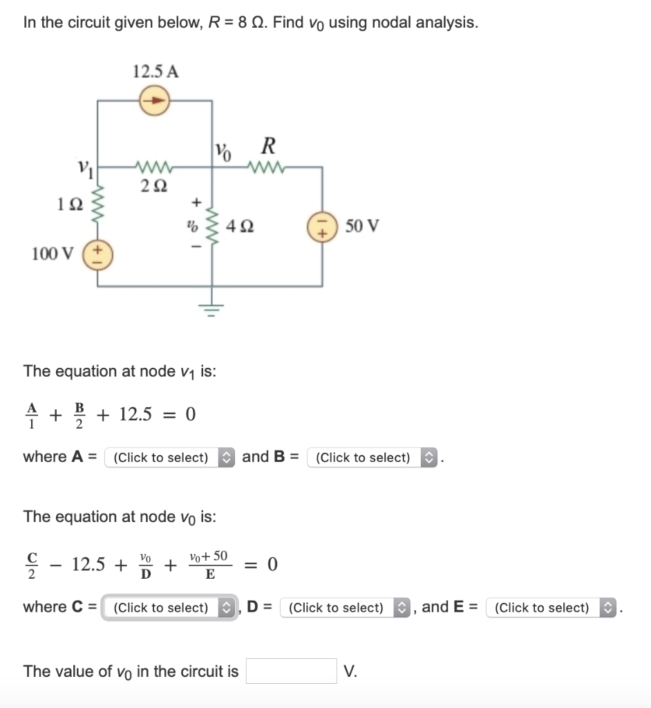 Solved In the circuit given below, R = 8 12. Find vo using | Chegg.com