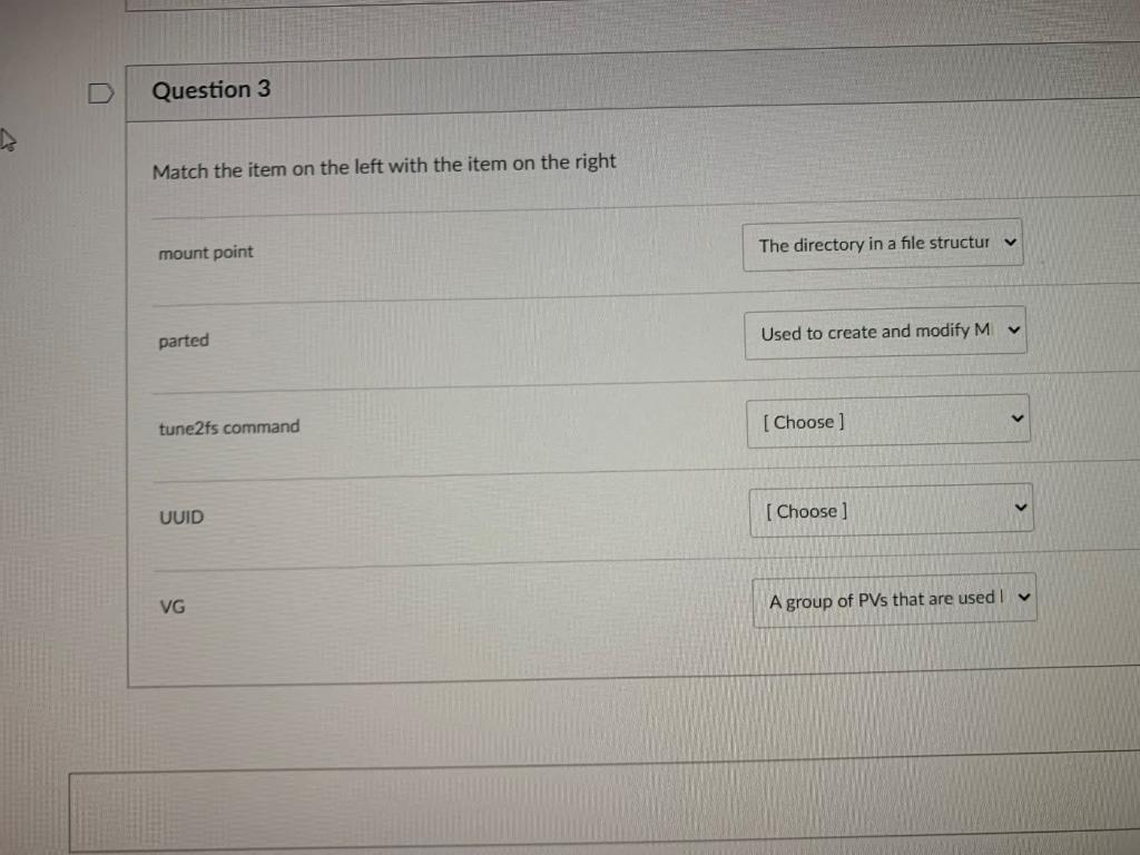 Solved Match the item on the left with the item on | Chegg.com