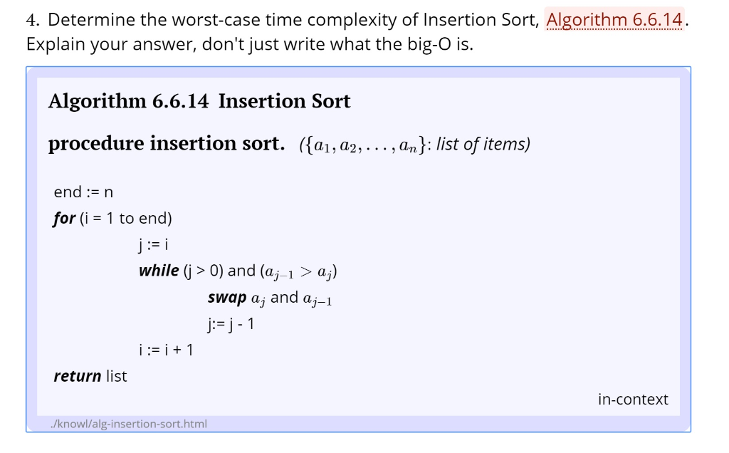 What Is The Worst Case Time Complexity Of Insertion Sort Where Position Of The Data