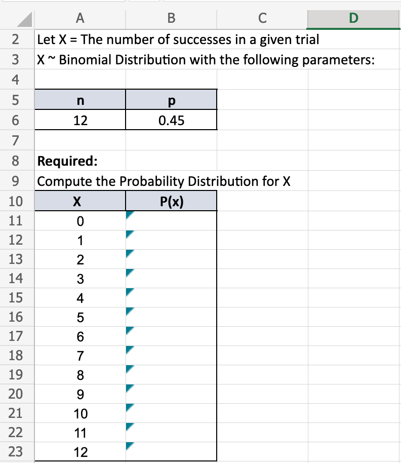 Solved 2 A B С D Let X = The number of successes in a given | Chegg.com