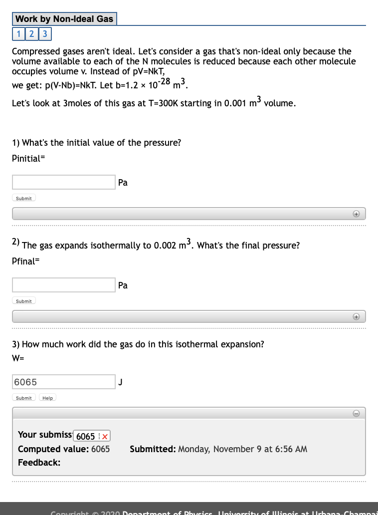 Solved Work by NonIdeal Gas 123 Compressed gases aren't