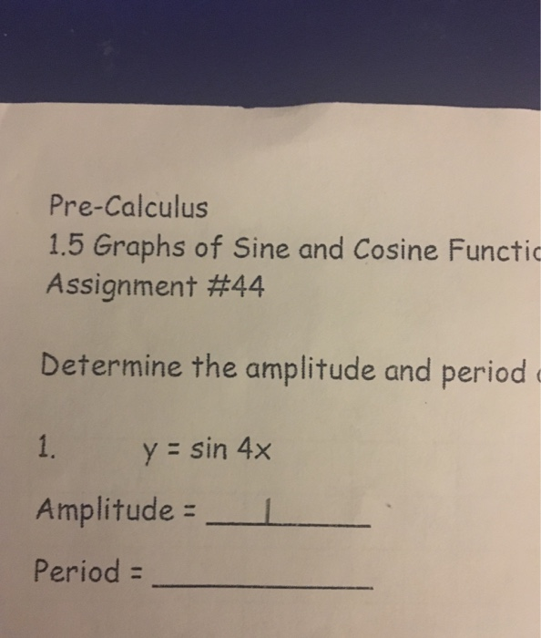 Solved Pre-Calculus 1.5 Graphs of Sine and Cosine Functio | Chegg.com
