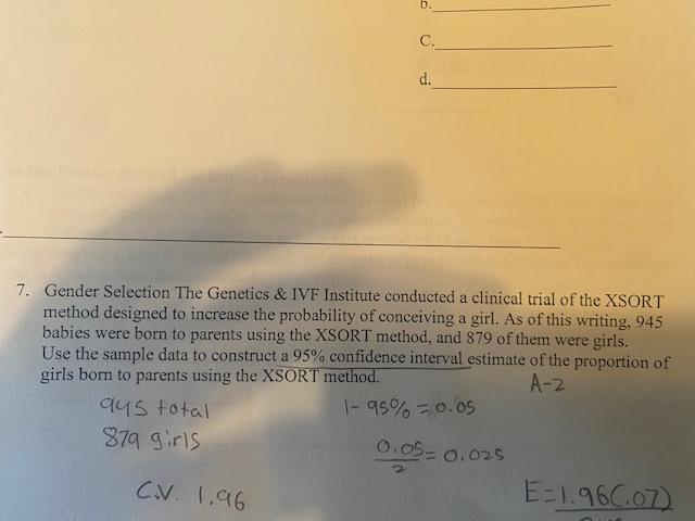 Solved d. 7. Gender Selection The Genetics \& IVF Institute | Chegg.com
