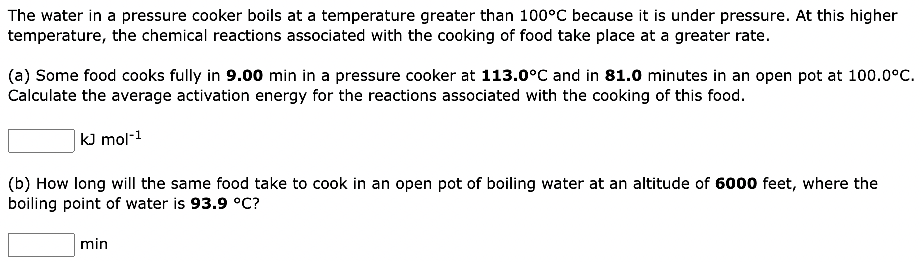 Solved The water in a pressure cooker boils at a temperature
