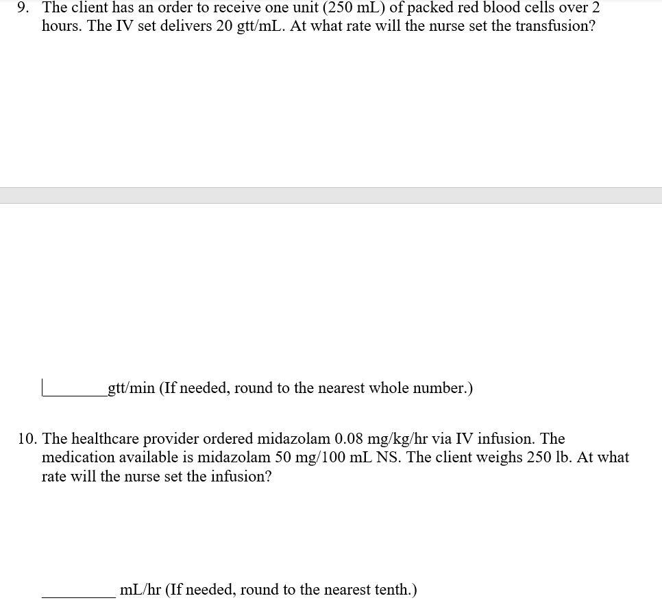 Solved 9. The client has an order to receive one unit (250