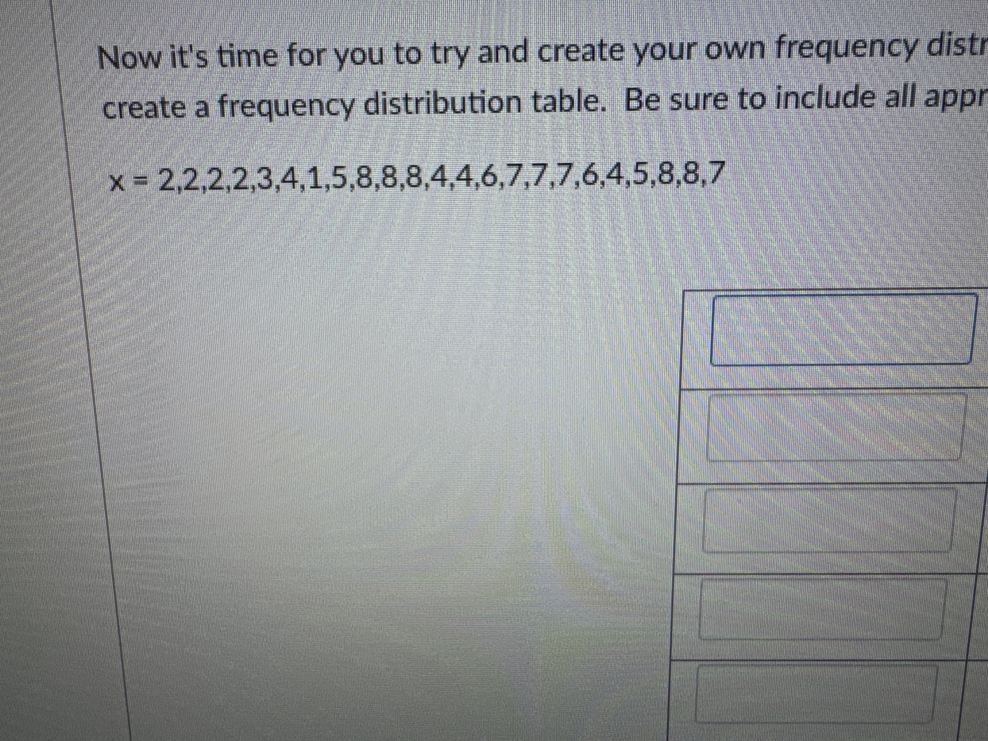 Solved create a frequency distribution table | Chegg.com