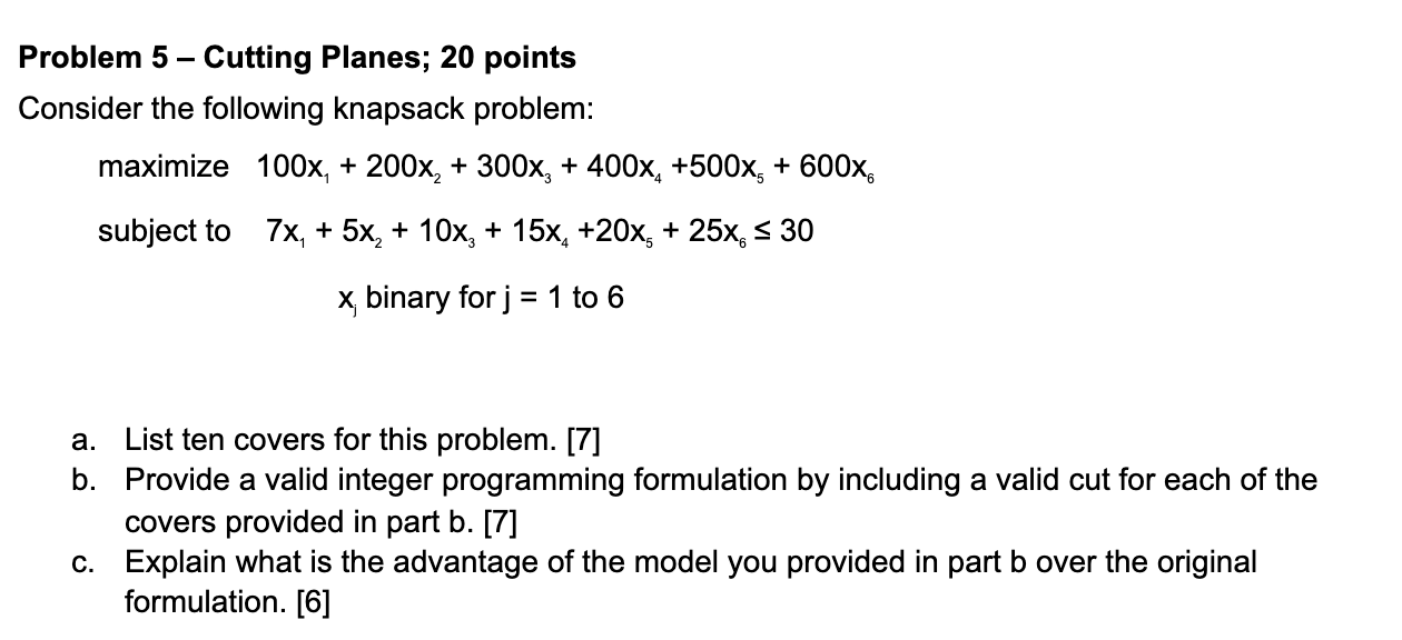 Problem 5 – Cutting Planes; 20 Points Consider The | Chegg.com