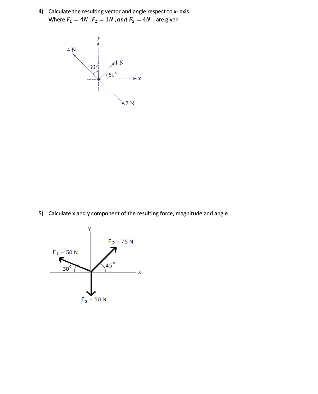 Solved 4) Calculate the resulting vector and angle respect | Chegg.com