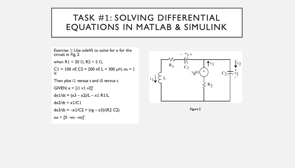 TASK #1: SOLVING DIFFERENTIAL EQUATIONS IN MATLAB & | Chegg.com