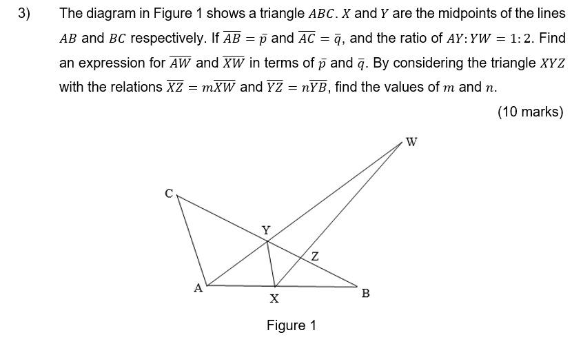 Solved 3) - = The diagram in Figure 1 shows a triangle ABC. | Chegg.com