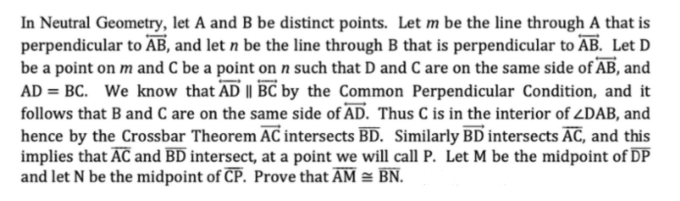 Solved In Neutral Geometry, Let A And B Be Distinct Points. | Chegg.com