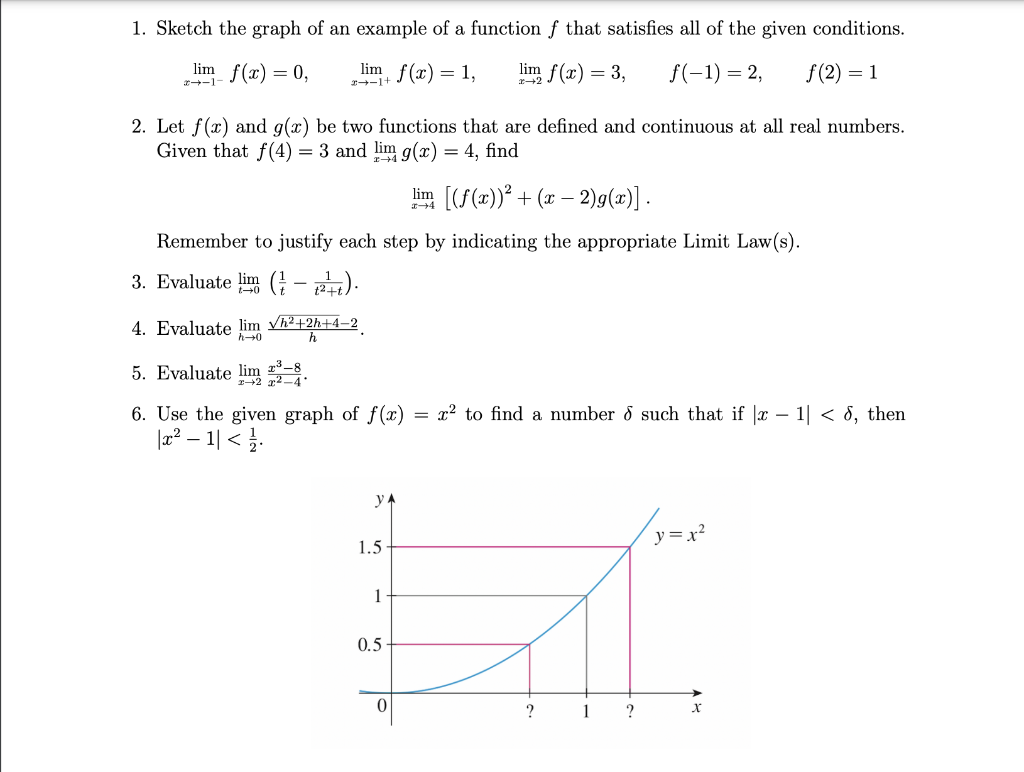 Solved 1. Sketch the graph of an example of a function f | Chegg.com
