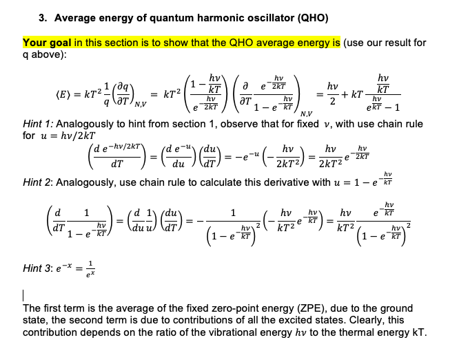 Solved 3. Average energy of quantum harmonic oscillator